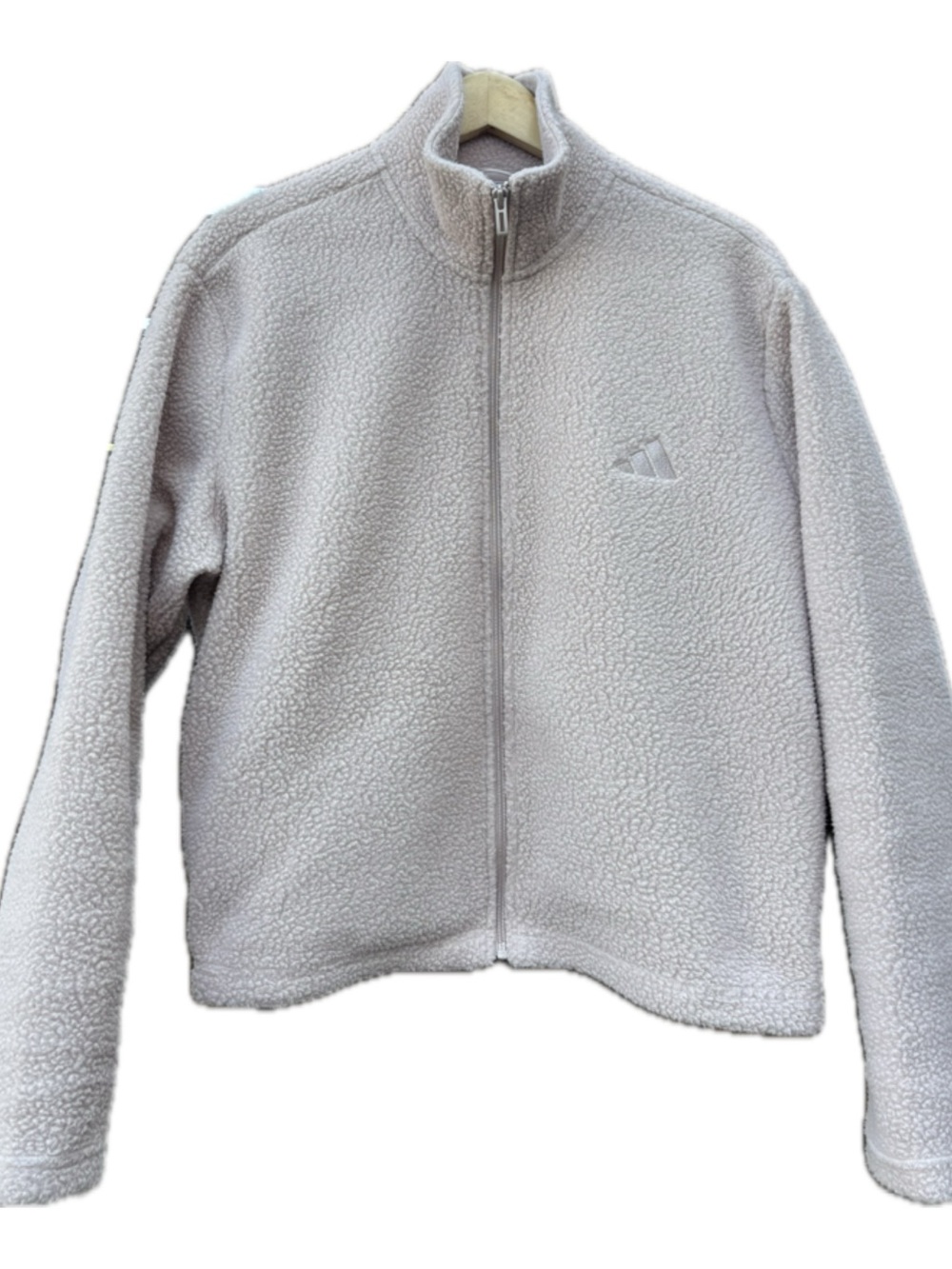 adidas Womens Beige Sweater Shacket Full-Zip Jacket Fall Cabincore Comfy Cozy XL